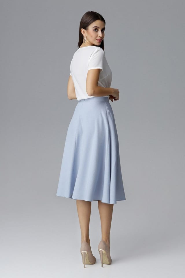 Love Lace Love Lace Women's Belted Flared Skirt with Back Zip Style 126034 in Blue - 3