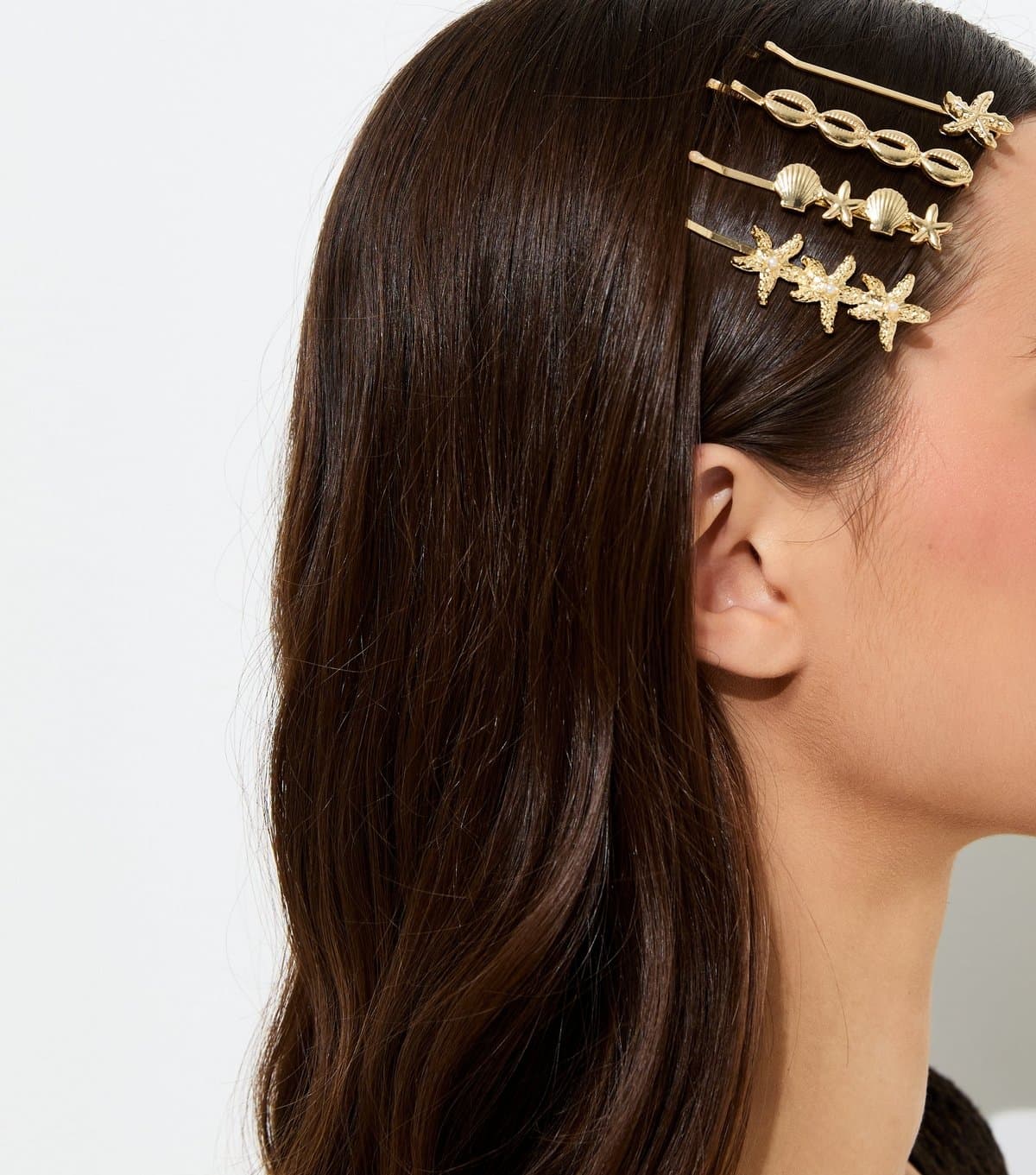 New Look Pack of 4 Gold Tone Seashell Slide Hair Clips New Look