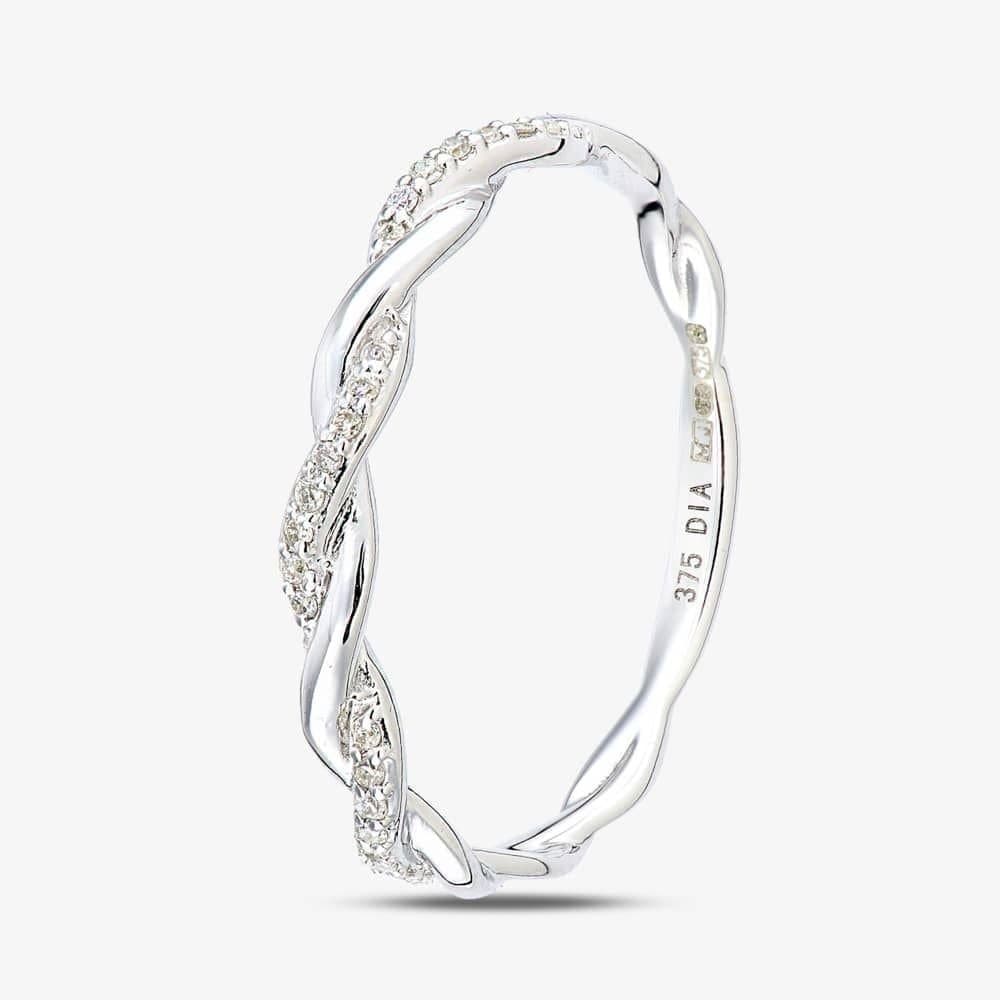 T.H.Baker T.H.Baker Women's 9ct White Gold 0.07ct Diamond Twist Eternity Ring in Silver
