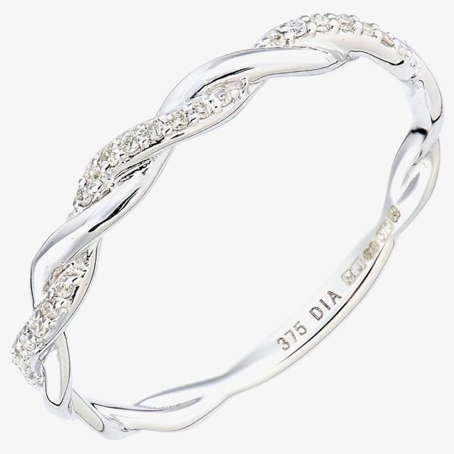 T.H.Baker T.H.Baker Women's 9ct White Gold 0.07ct Diamond Twist Eternity Ring in Silver - 2