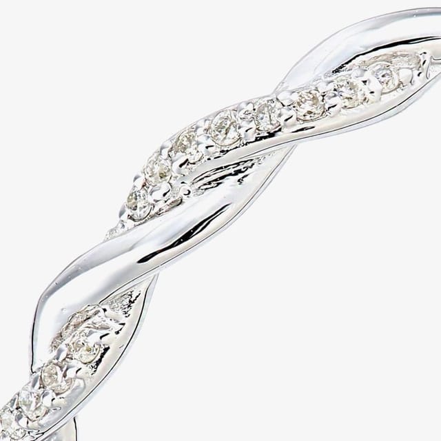 T.H.Baker T.H.Baker Women's 9ct White Gold 0.07ct Diamond Twist Eternity Ring in Silver - 3