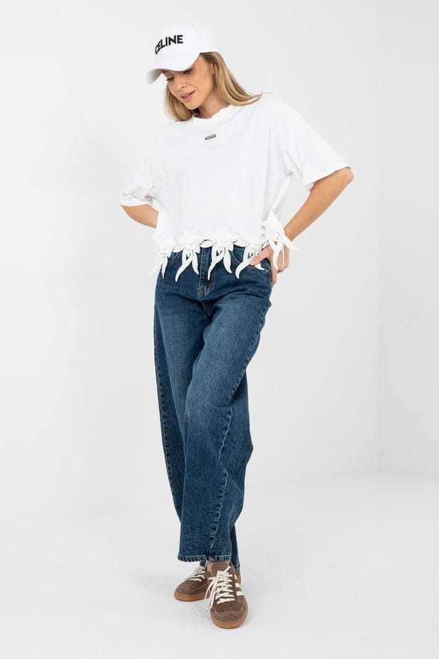 Love Lace Love Lace Women's Everyday Cotton Elastane Blouse With Embroidery in White - 2