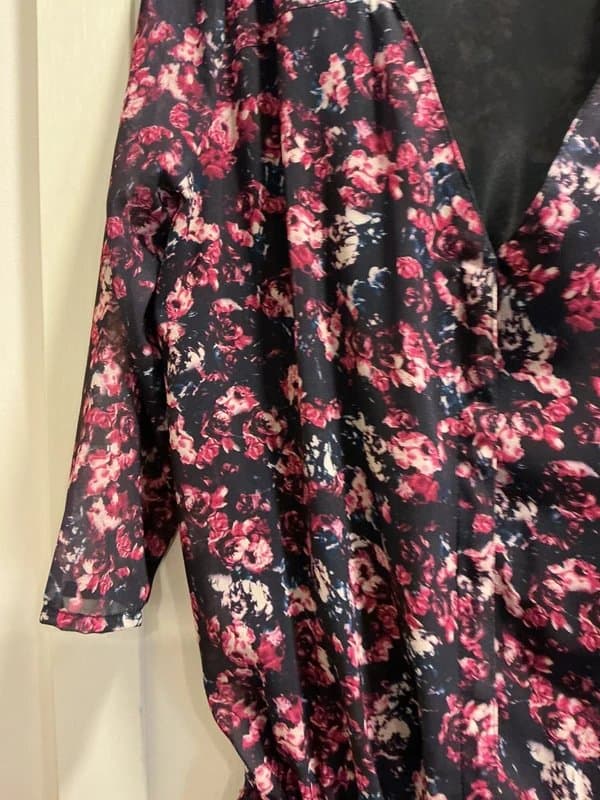 Bershka Bershka, floral print mini dress, /tunic lightweight chiffon three-quarter sleeves, size 14/16