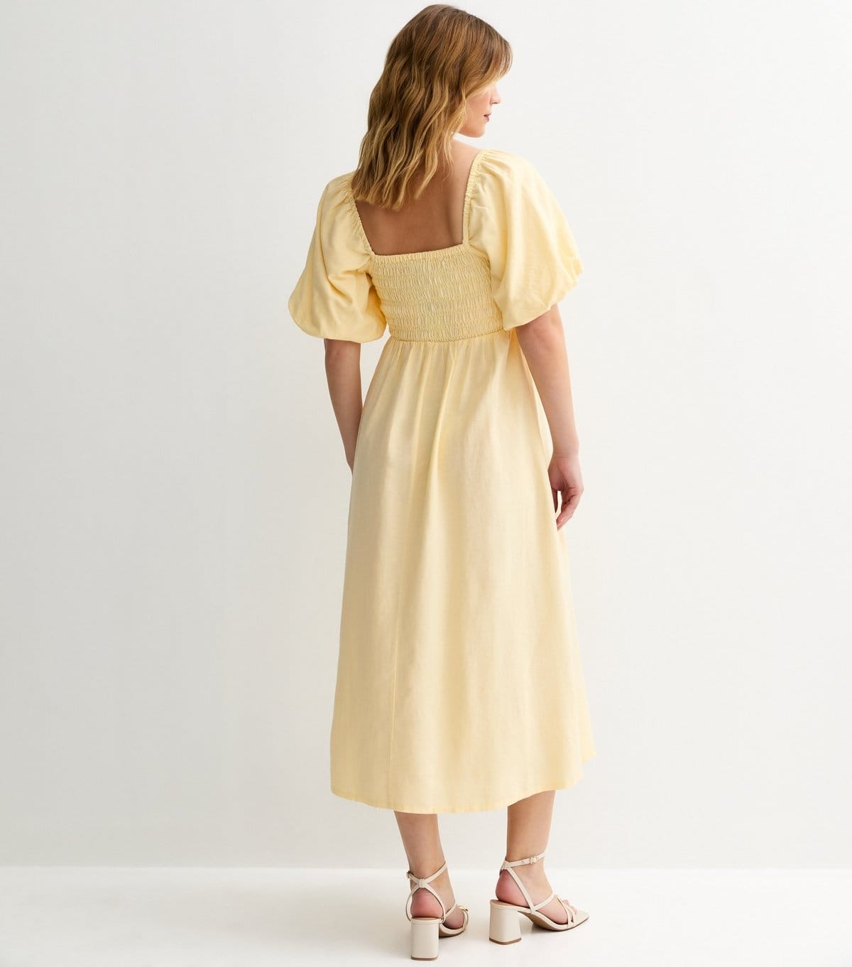 New Look Women's Light Yellow Faux Button Milkmaid Midi Dress New Look - 4