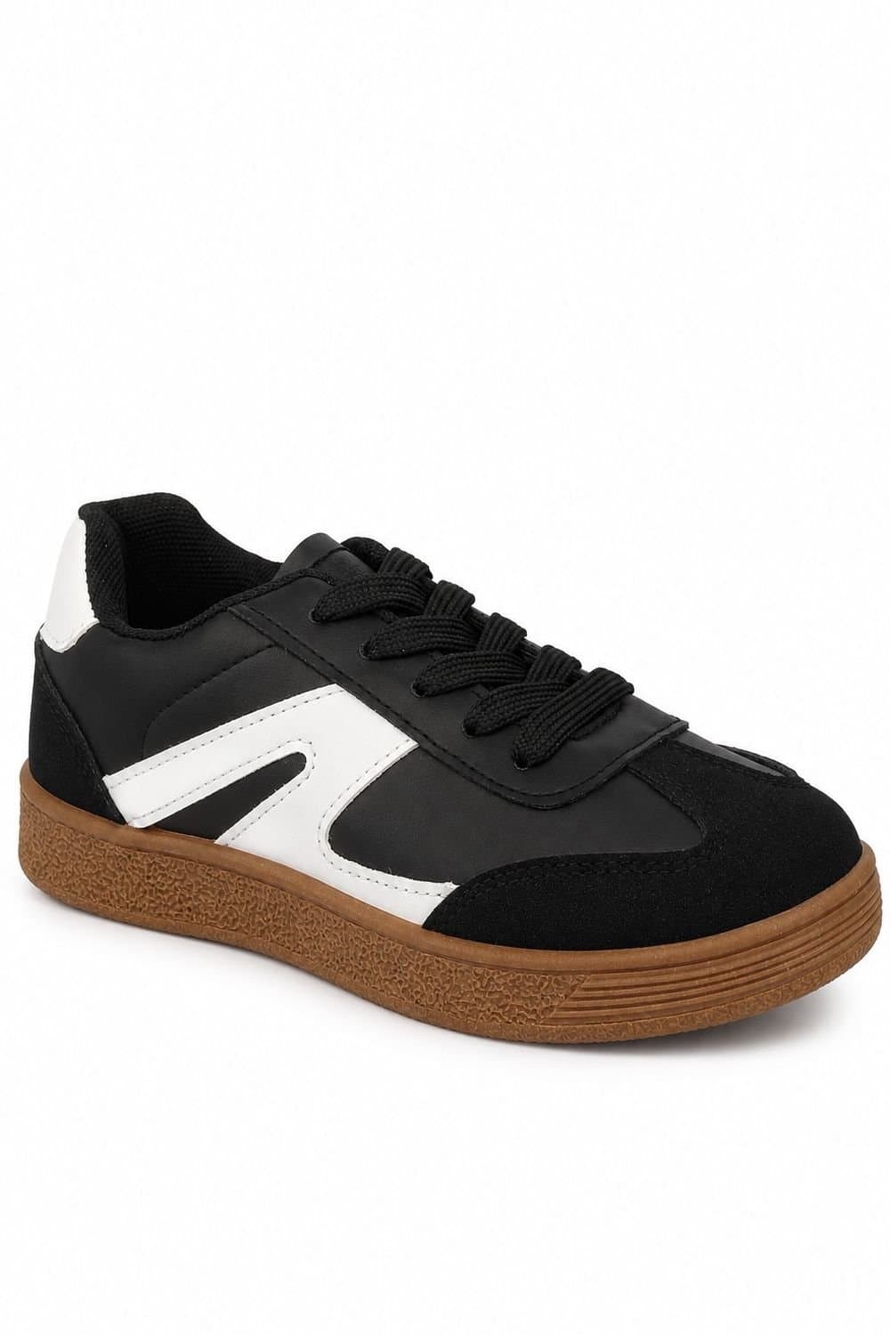 Spot On Spot On Men's Retro Panel Lace Up Trainers with Gum Sole in White