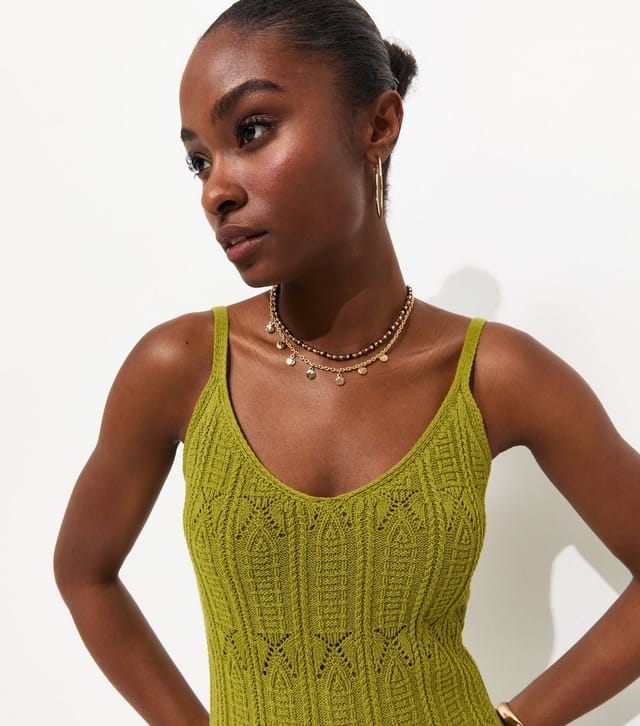 New Look Women's Green Cotton Rich Stitch Detail Maxi Dress New Look - 2