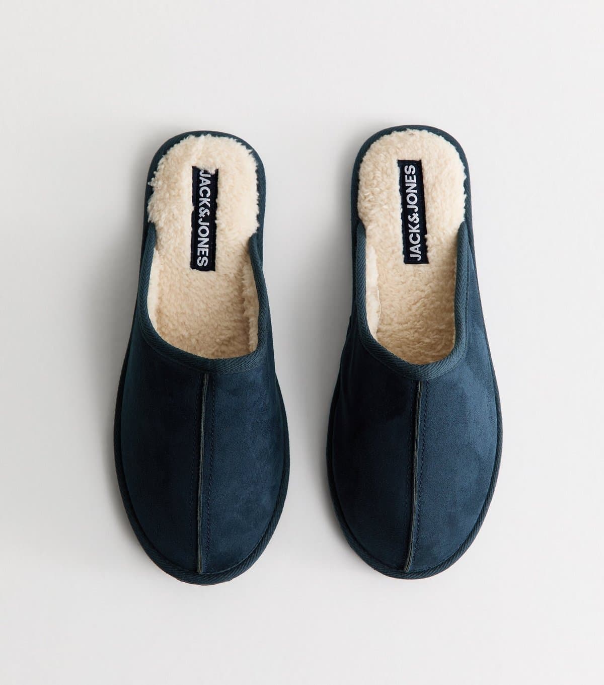 jack & jones Men's Navy Faux fur Lined Backless Slippers Jack & Jones New Look