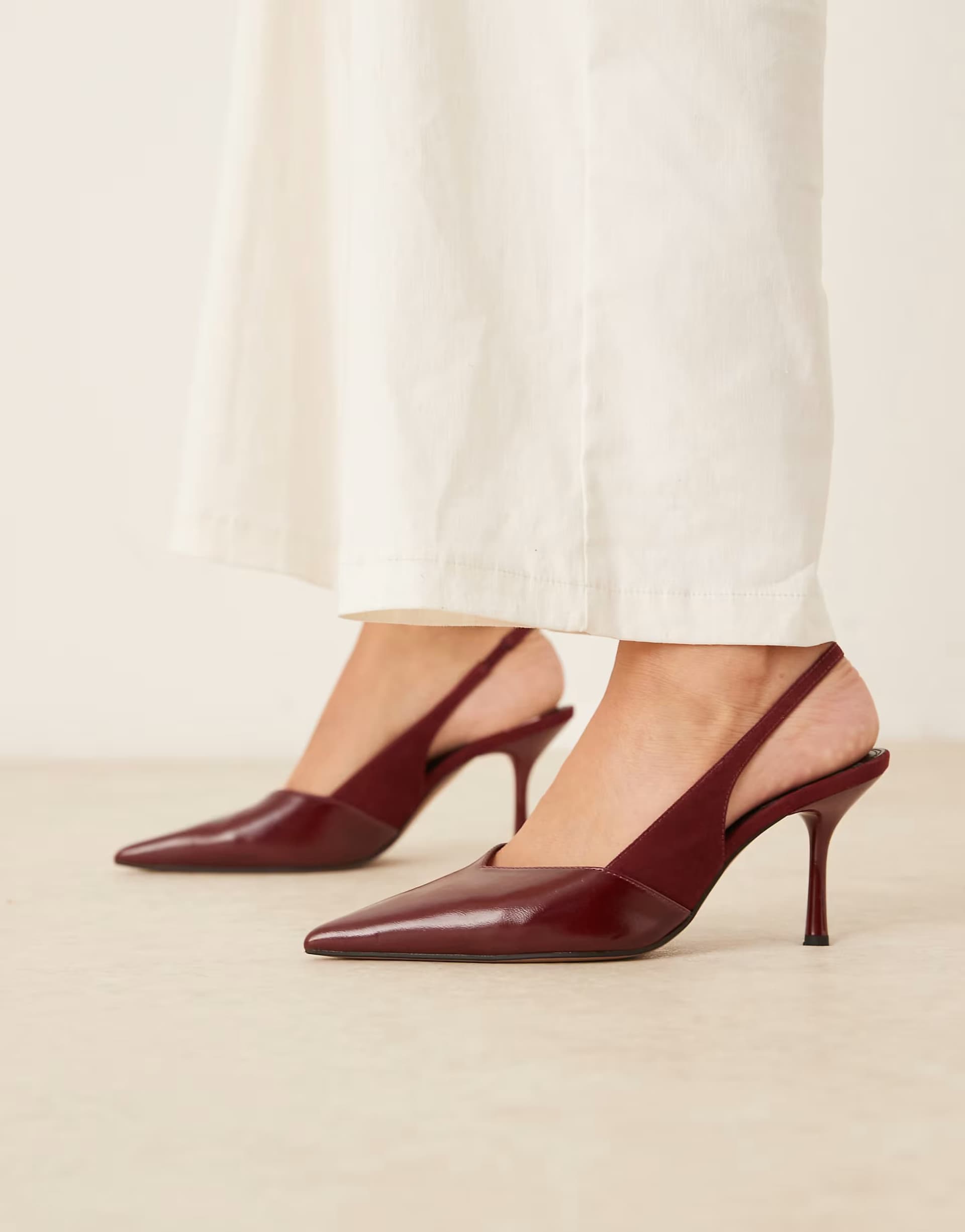 ASOS ASOS DESIGN Sabrina slingback stiletto heels in burgundy