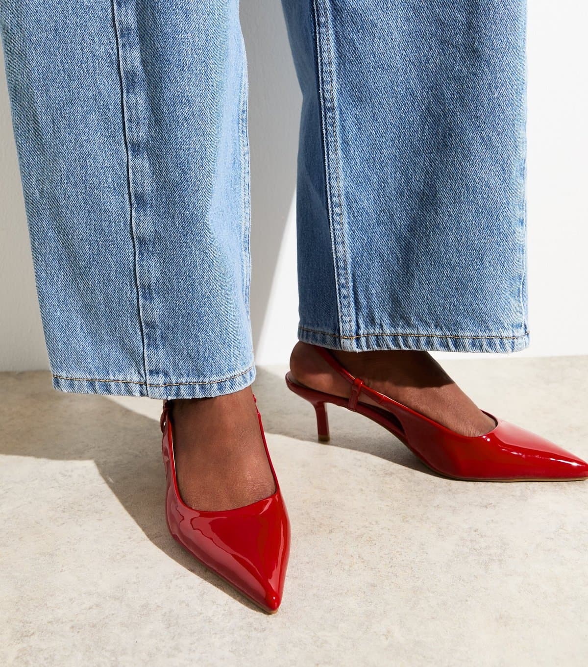 New Look New Look Red Faux Patent Leather Slingback Pumps