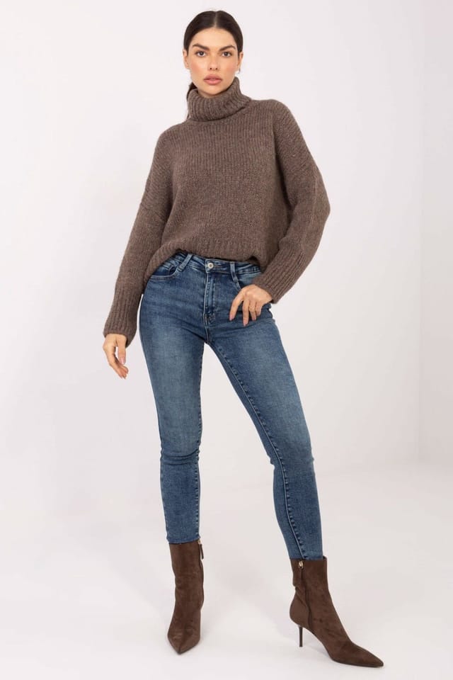 Love Lace Love Lace Women's Thick Knit Turtleneck Sweater for Cool Days in Brown - 2