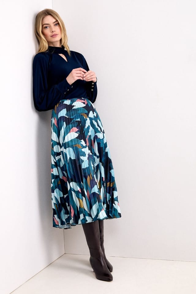 Phase Eight Phase Eight Women's Ebony Printed Midi Skirt in Turquoise - 3