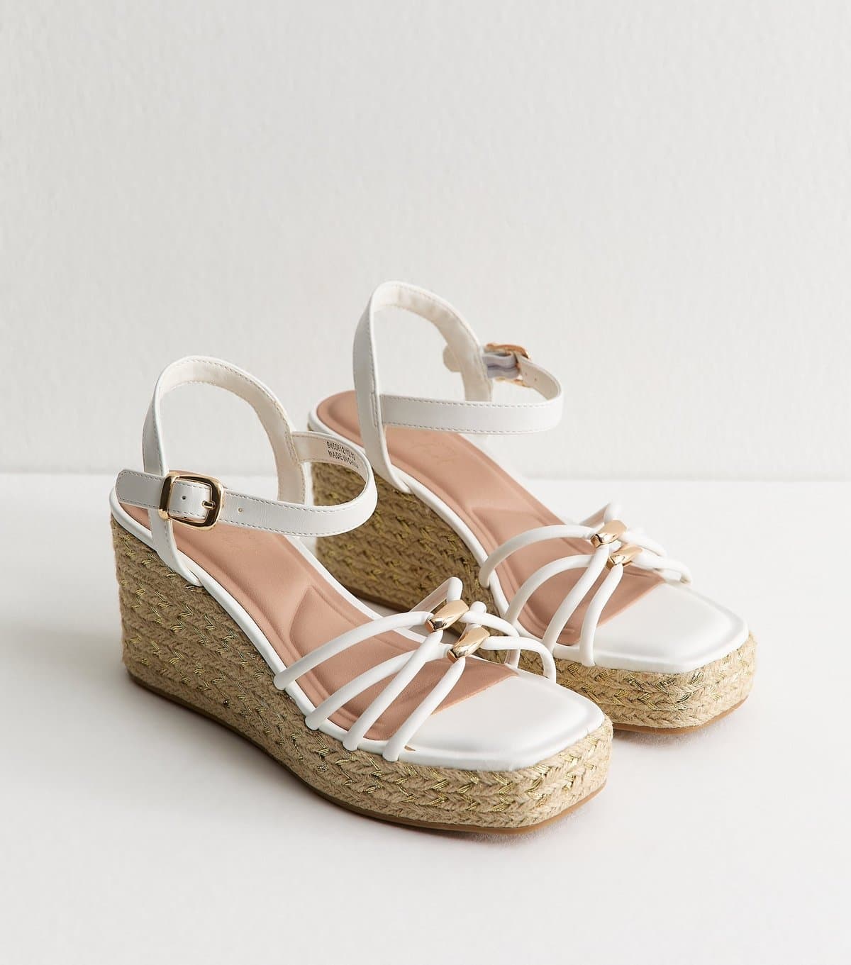 New Look Women's White Faux Leather Strappy Wedges Vegan New Look