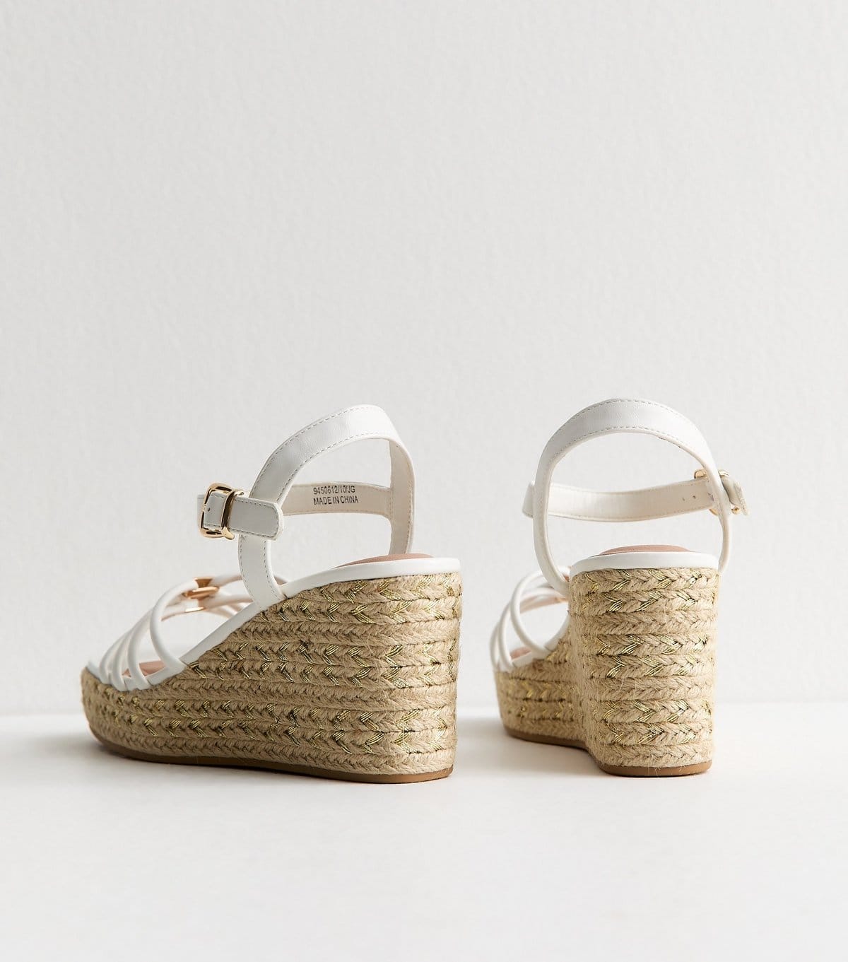 New Look Women's White Faux Leather Strappy Wedges Vegan New Look - 4