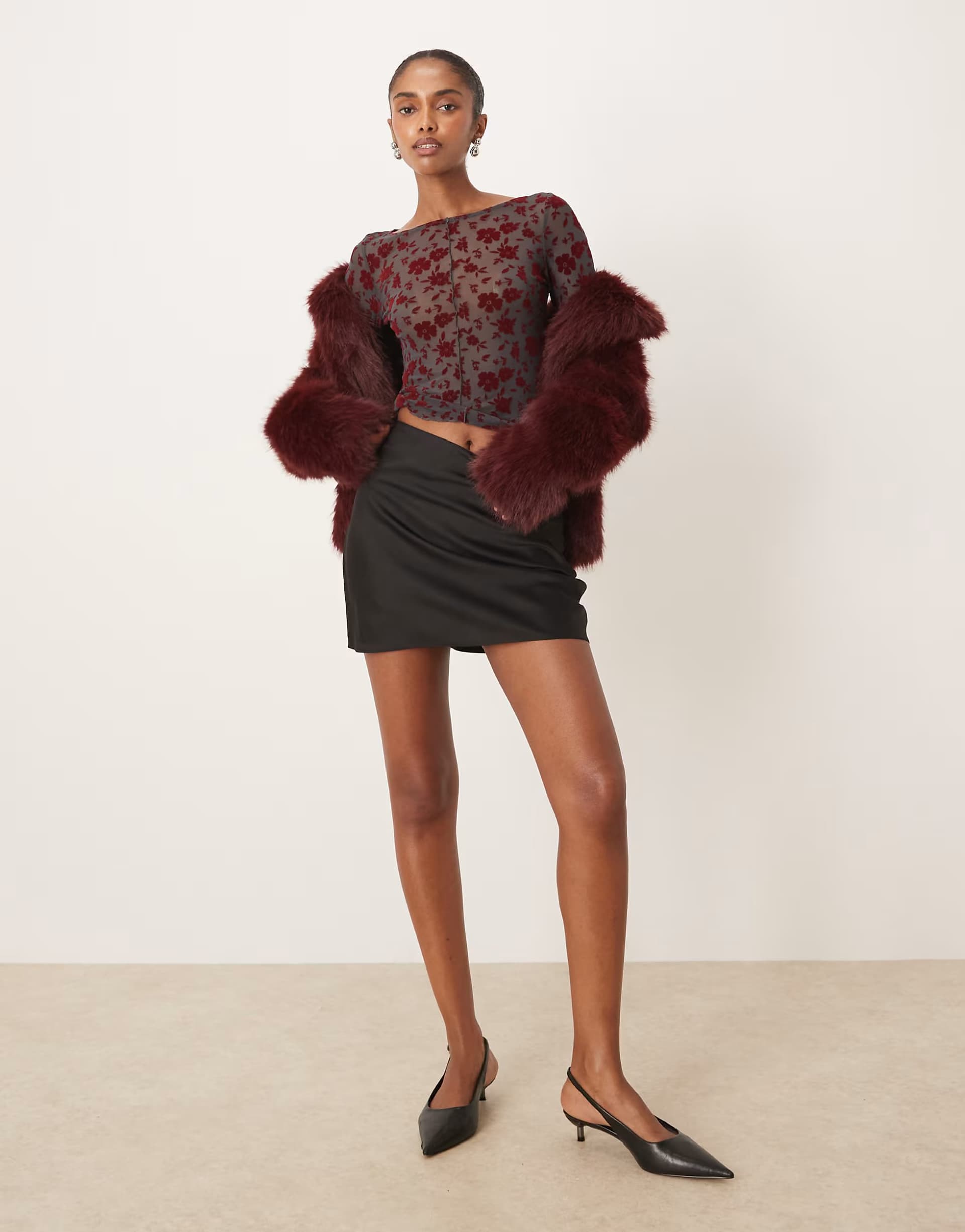 ASOS Glamorous Bias cut mini skirt in black satin