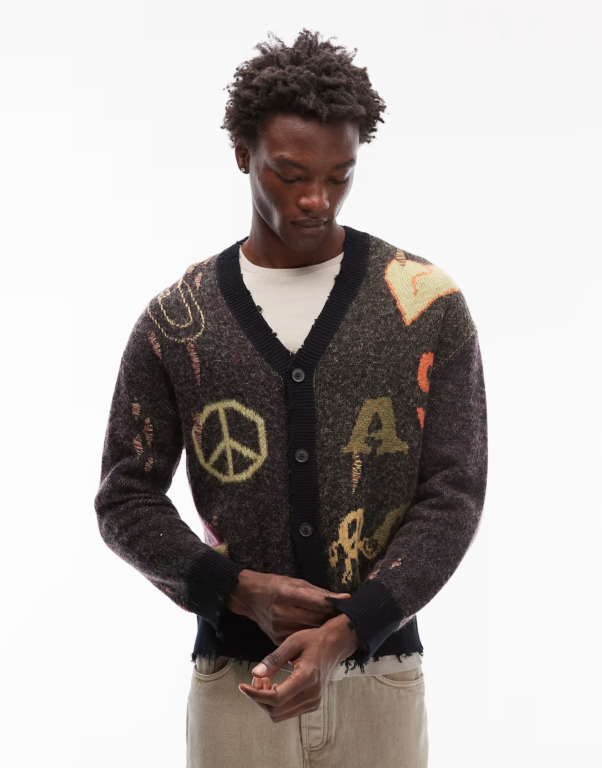 ASOS Allsaints Emotive knitted cardigan in black - BLACK