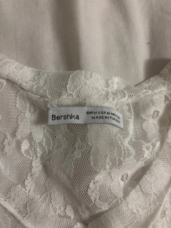 Bershka White Lace V-Neck Top