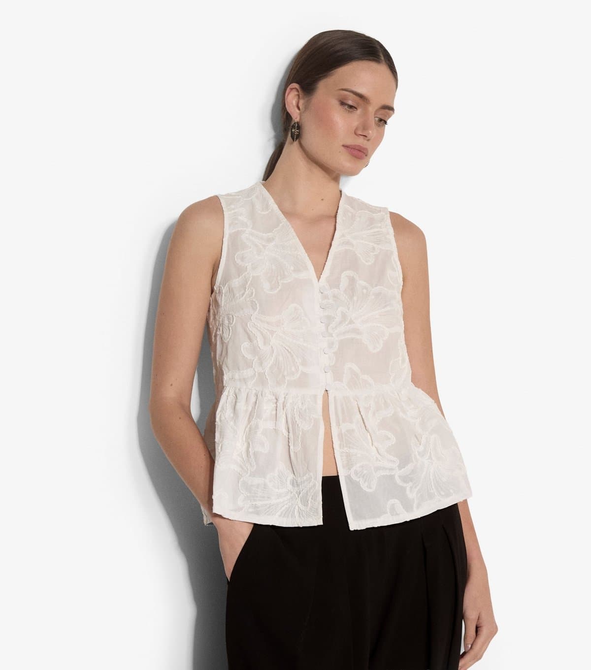 Apricot Women's White Embroidered Peplum Top Apricot New Look
