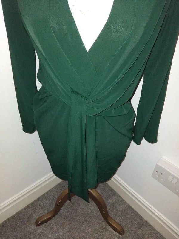 Topshop Top shop green chiffon dress with tie front