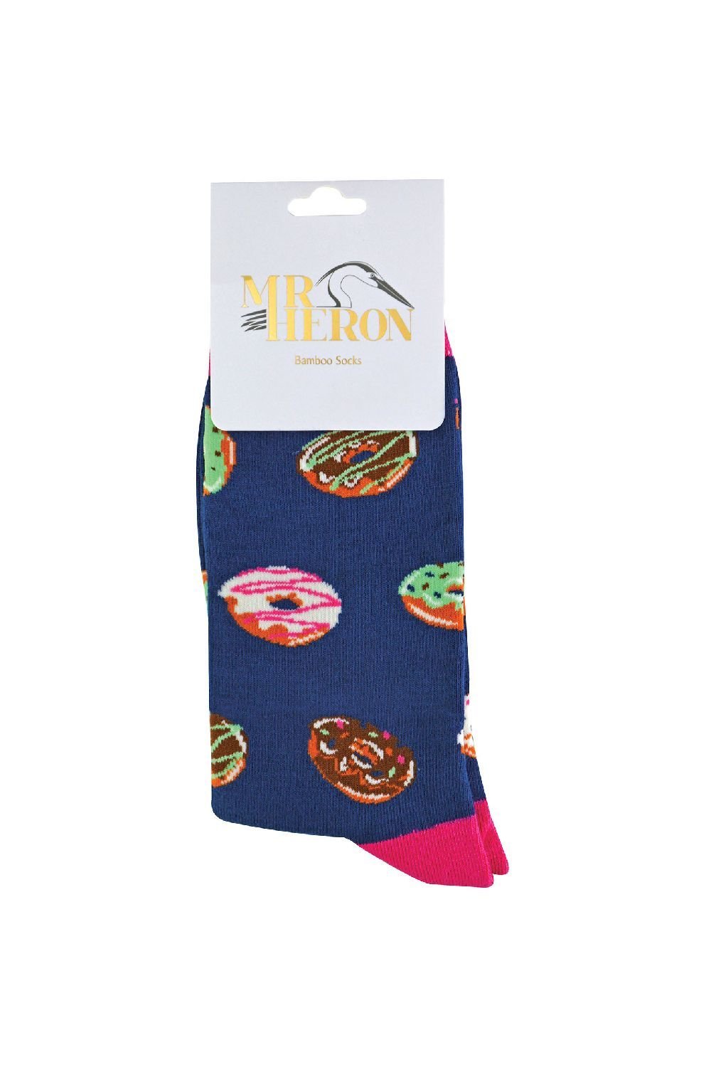 Mr Heron Mr Heron Men's 1 Pack Novelty Patterned Bamboo Socks in Dark Navy - 2