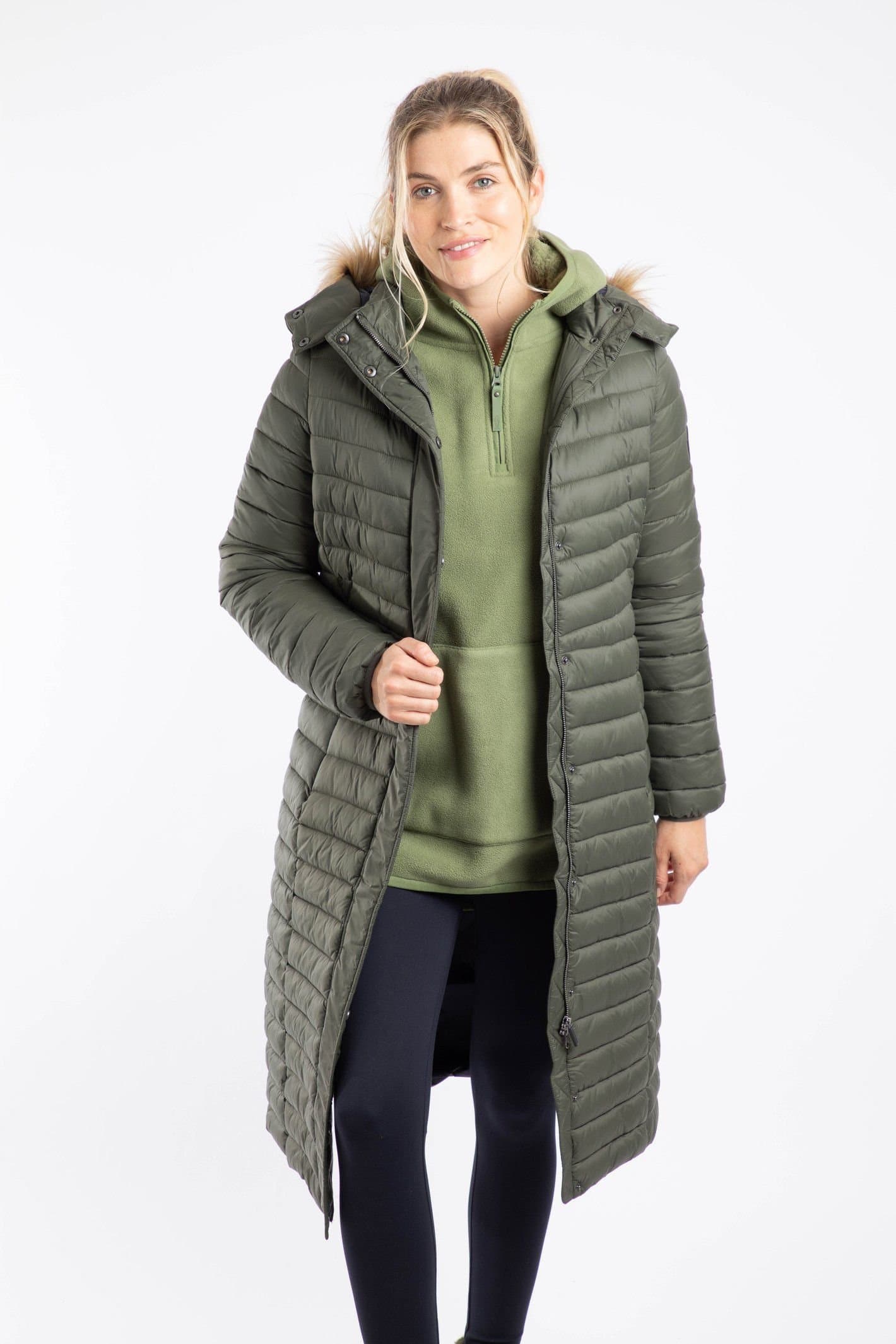 Weird Fish Weird Fish Women's Kempley Lightweight Padded Mid-Line Hooded Jacket in Dark Green