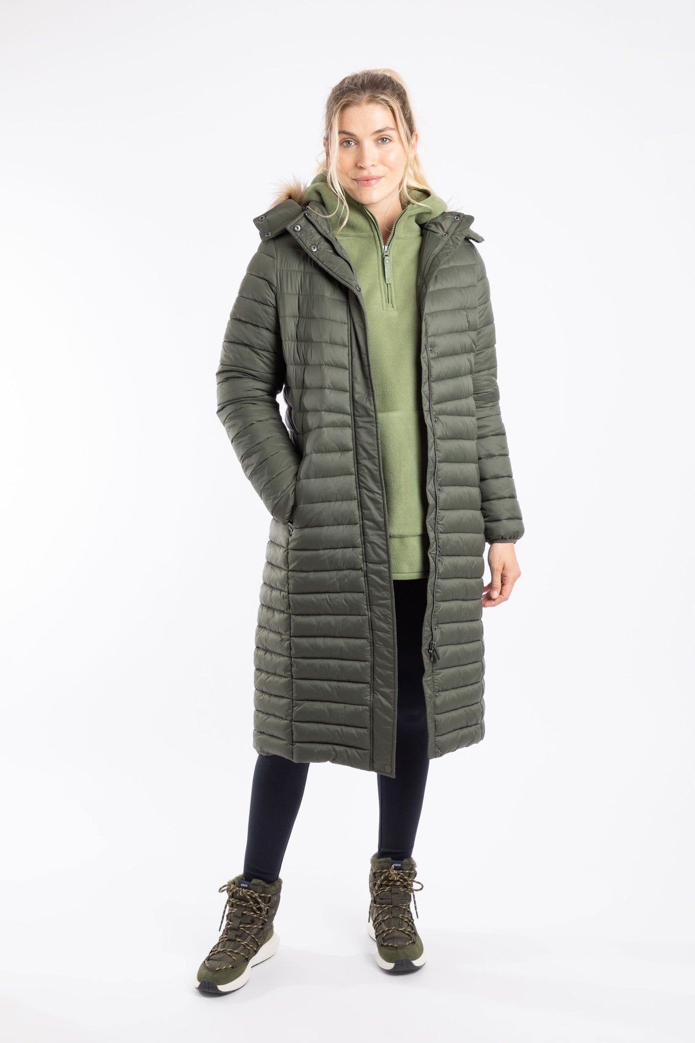 Weird Fish Weird Fish Women's Kempley Lightweight Padded Mid-Line Hooded Jacket in Dark Green - 4