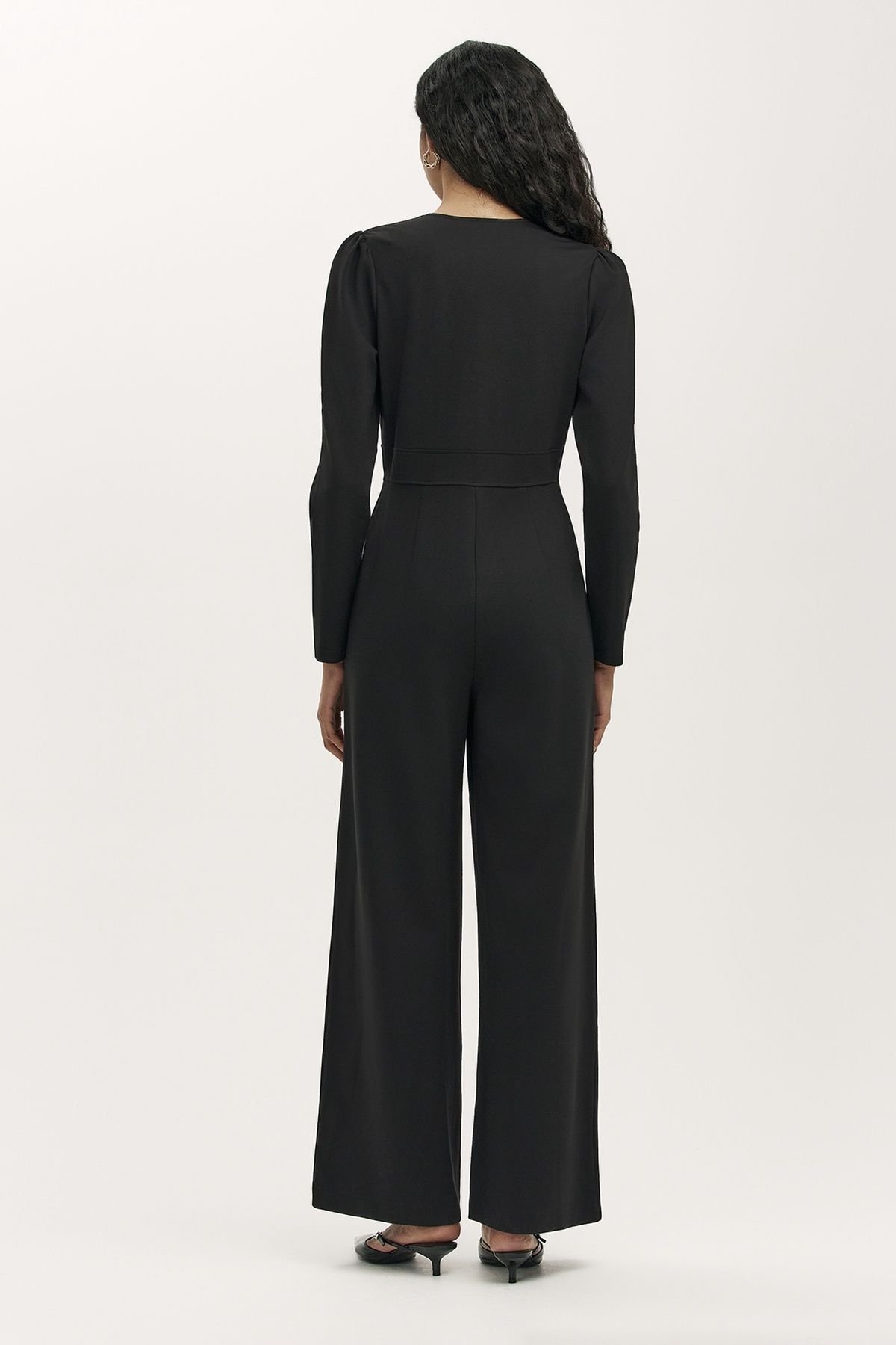 Finery London Finery London Women's Melly Ponte Jersey V Neck Jumpsuit in Black - 3