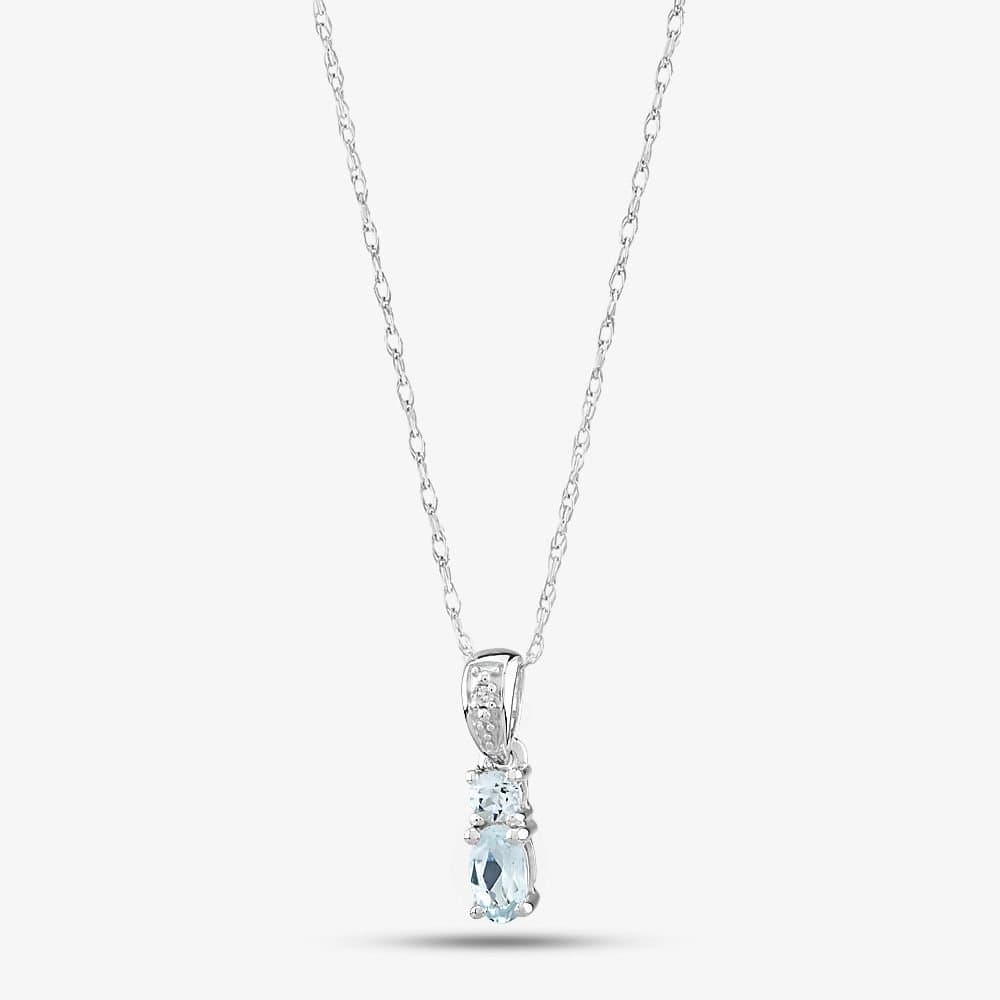 T.H.Baker T.H.Baker Blue Aquamarine & Diamond Pendant Necklace