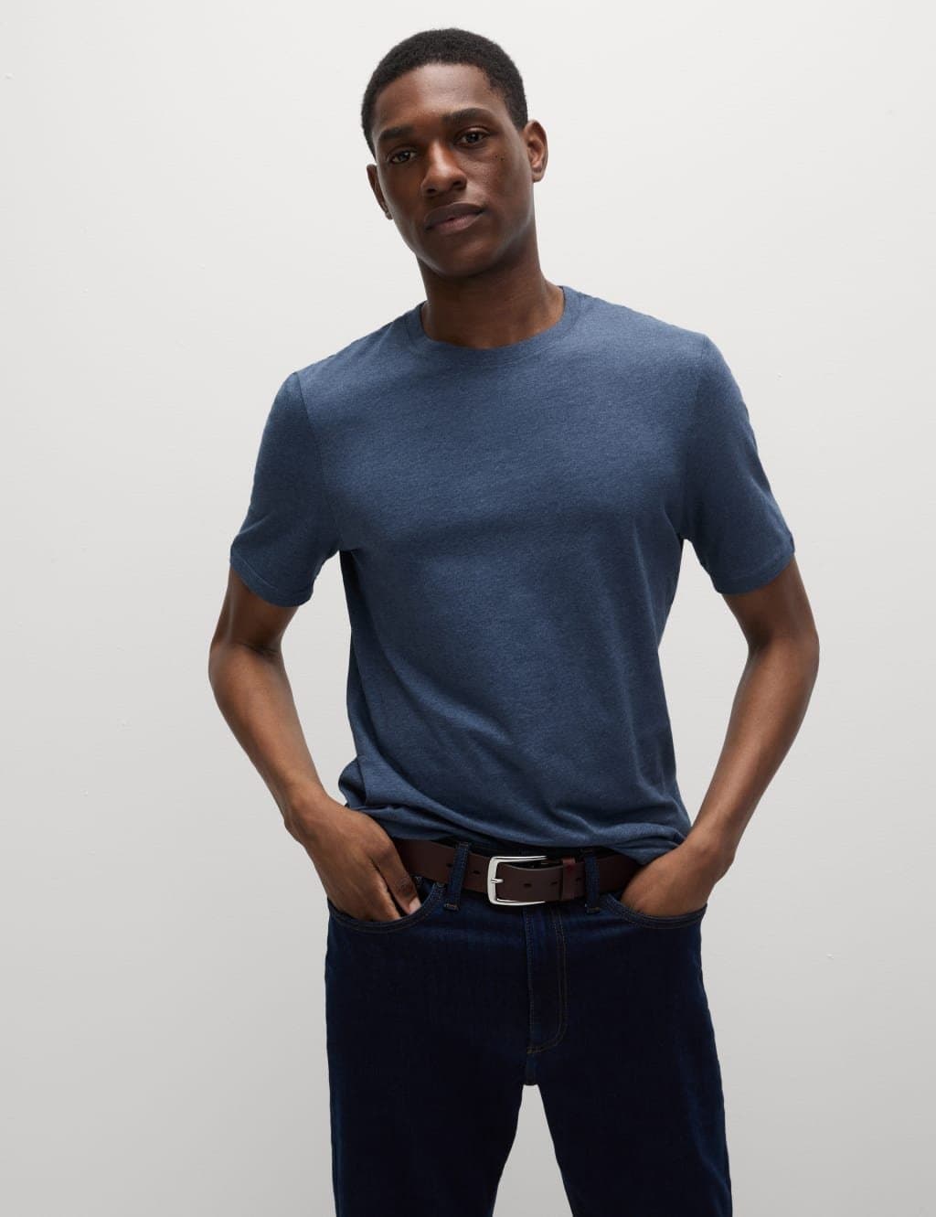Marks & Spencer M&S Regular Fit Pure Cotton Crew Neck T-Shirt Denim