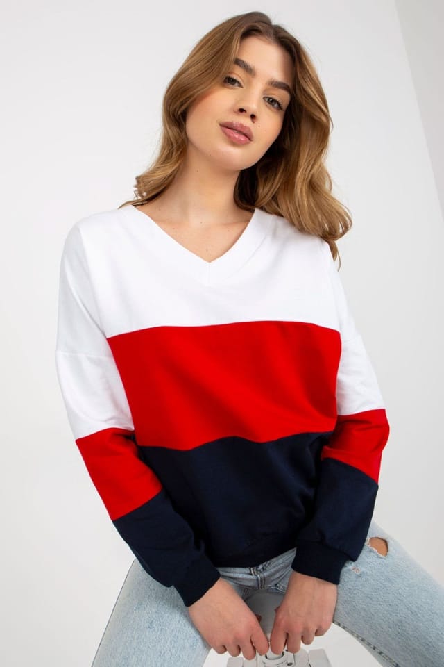 Love Lace Love Lace Women's Heart Neck Long Sleeve Sweatshirt in White - 2
