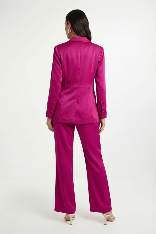 Wallis Wallis Women's Petite Satin Double Breasted Blazer Coord in Pink - 3
