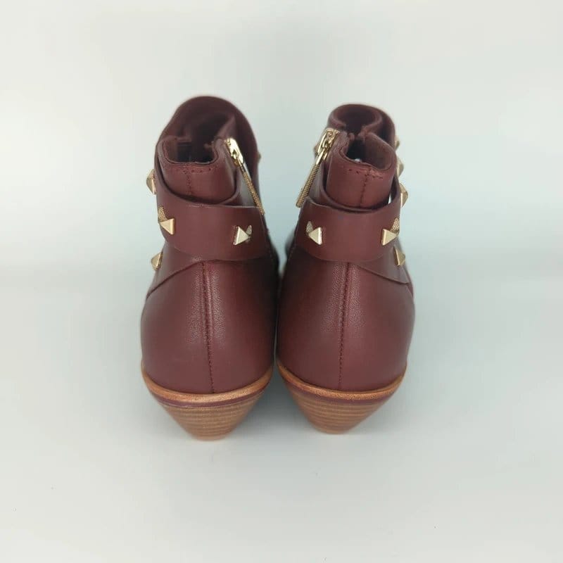 Ted Baker Ted Baker Homada Studded Leather Ankle Boots Burgundy Red Brown Size 4 Eu 37 New - 1