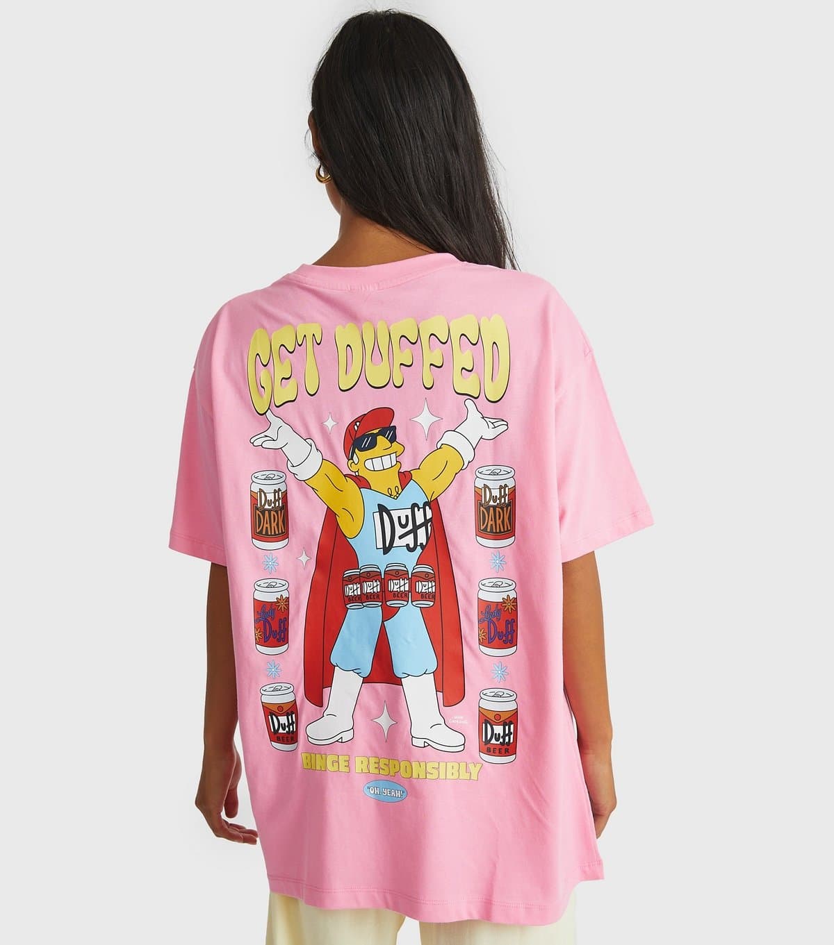 Skinnydip Women's Pink The Simpsons Get Duffed Print T-Shirt Skinnydip New Look
