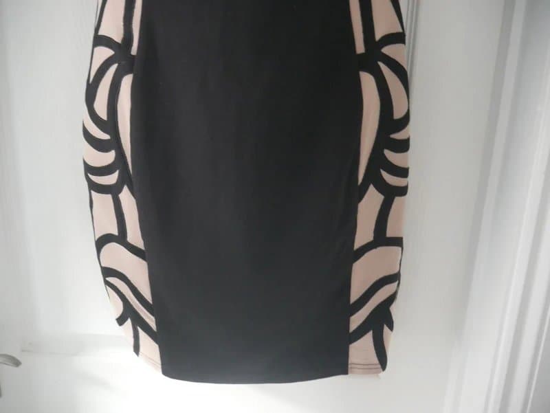 Lipsy Lipsy Dress Ladies Size 14 Black Brown Panel Pencil Evening Party Office BNWT