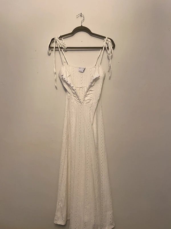 ASOS ASOS Corset Detail Pointelle White Summer Dress - 1