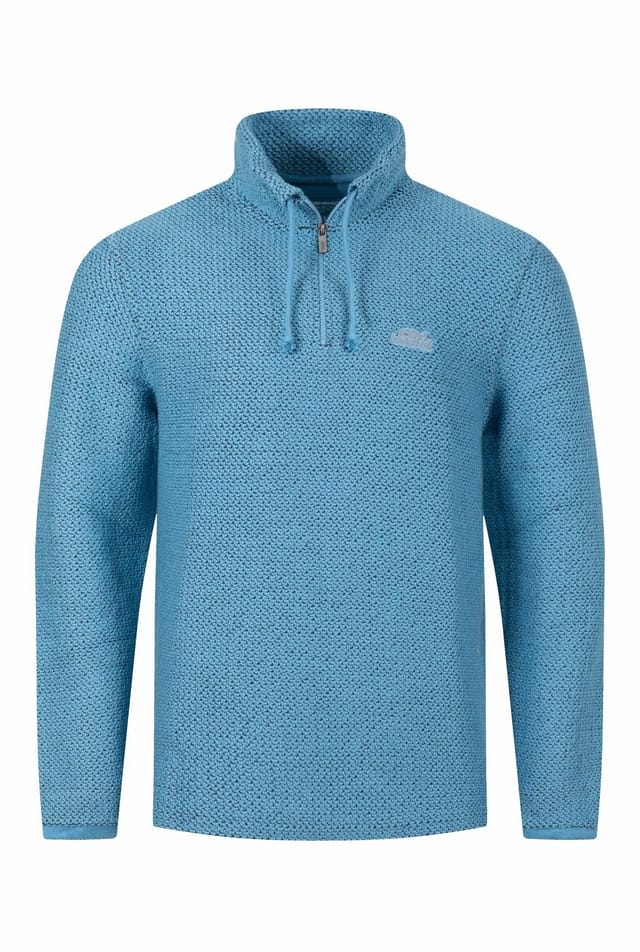 Weird Fish Weird Fish Men's Cruiser 1/4 Zip Macaroni Sweatshirt in Pale Blue - 2
