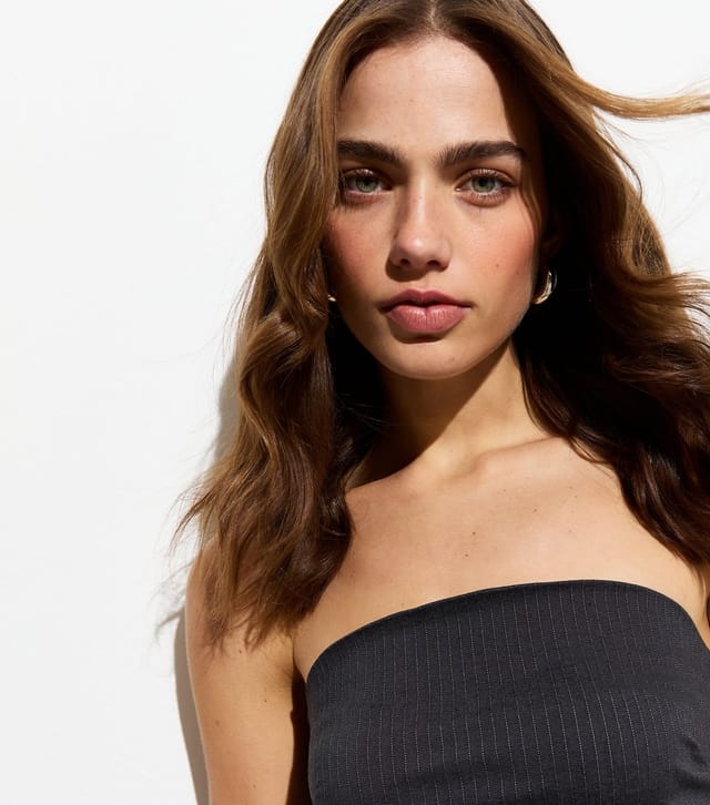 New Look Women's Dark Grey Pinstripe Bandeau Top New Look - 3