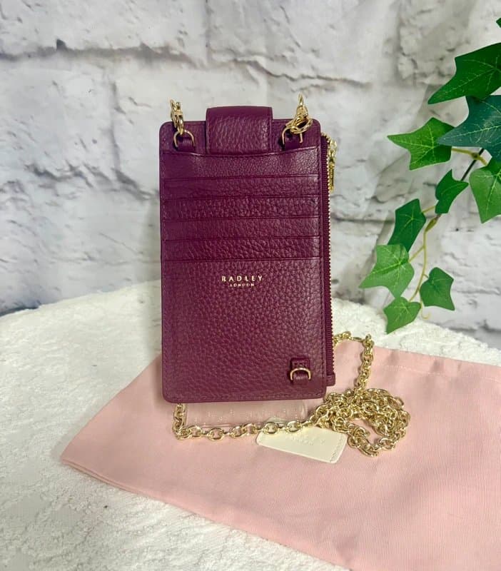 Radley Radley BNWOT “Hillcrest” Genuine Leather Phone/Crossbody Bag, Merot - Rrp £109