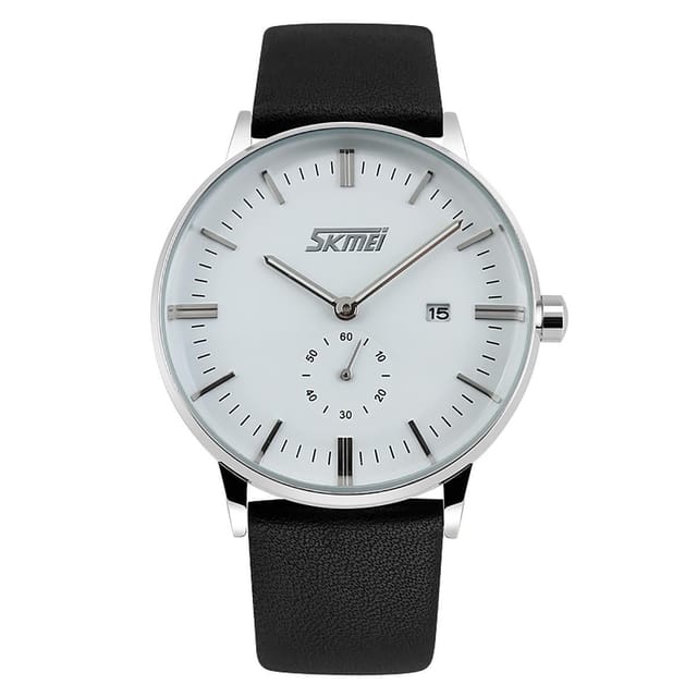 Skmei Skmei Men's Mens Classic Watch with Genuine Leather Strap & Date Display in Black - 2