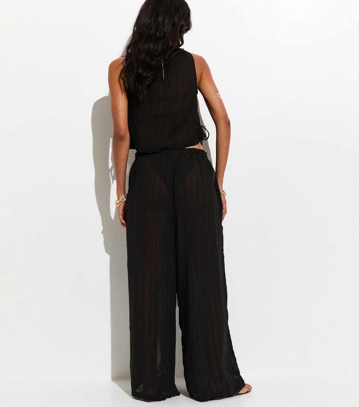 New Look Women's Black Striped Beach Wide Leg Trousers New Look - 4