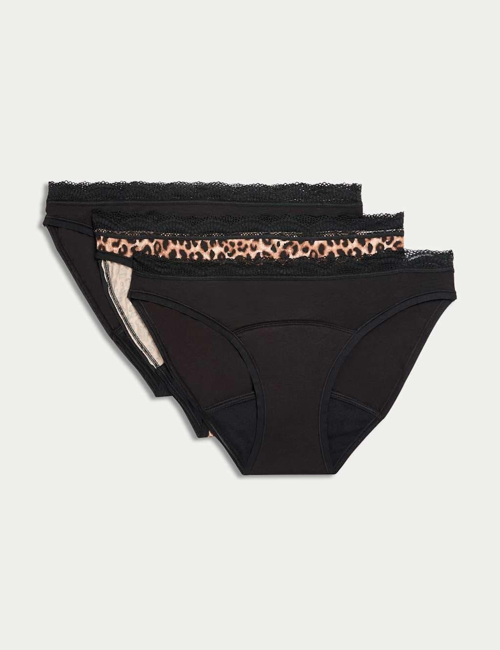 Marks & Spencer M&S 3pk Heavy Absorbency Period Bikini Knickers Black Mix