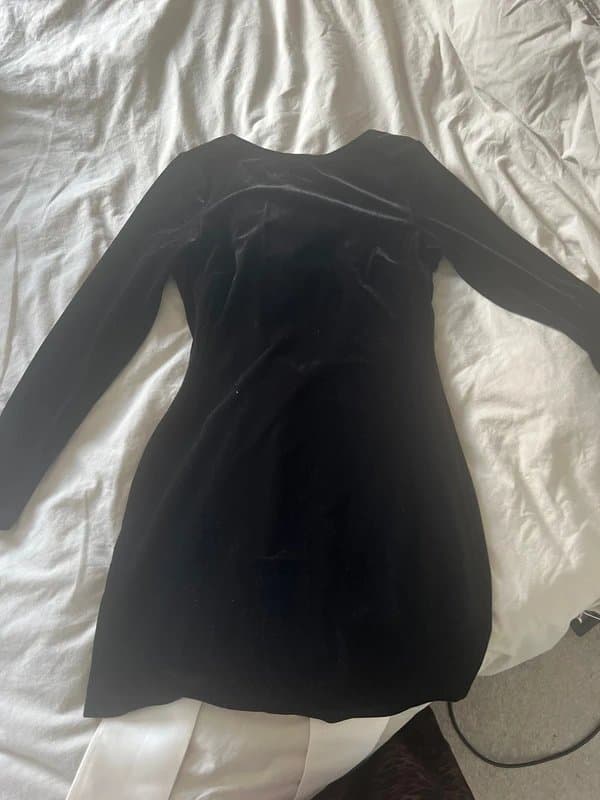 Never Fully Dressed Black velvet backless dress with bow detail