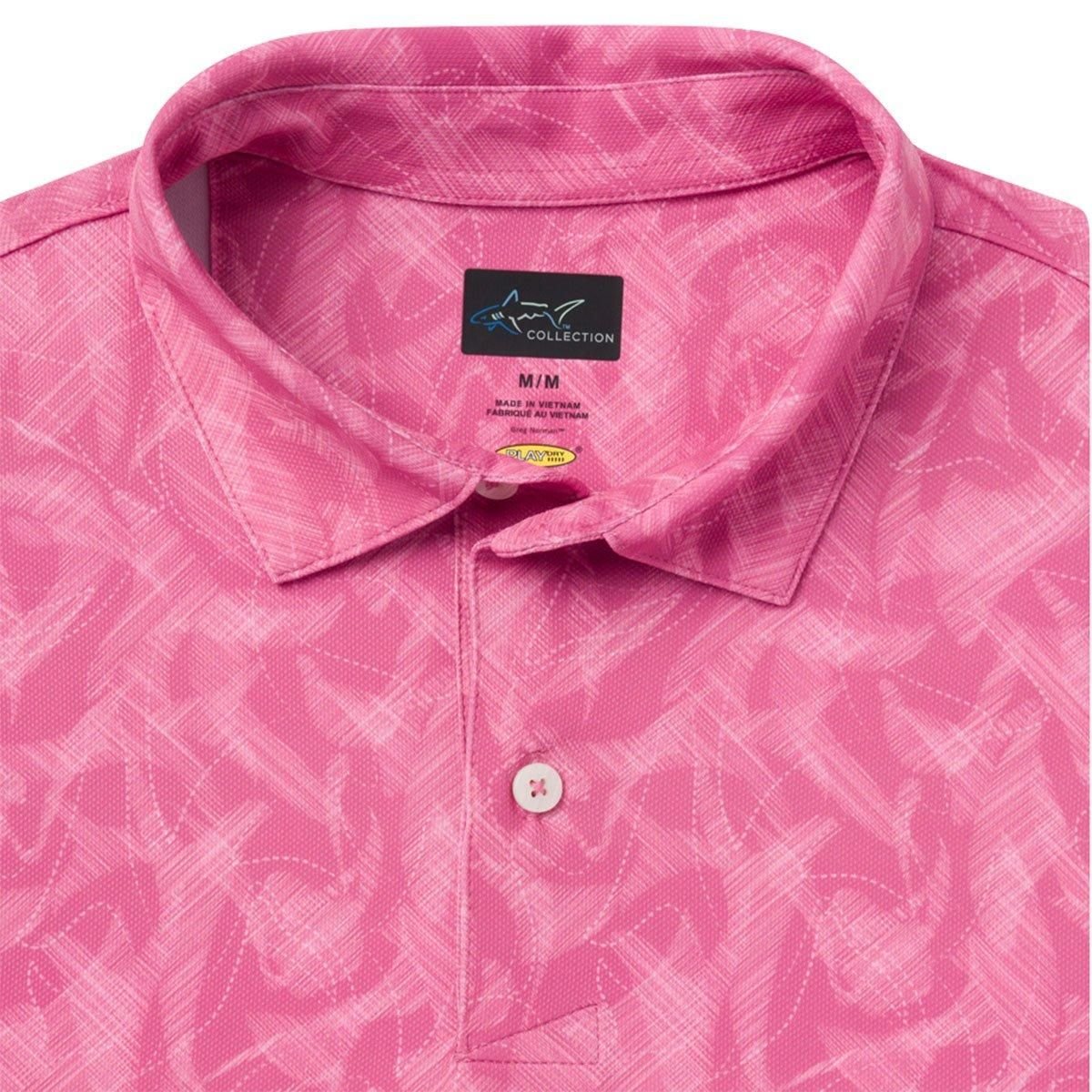 Greg Norman Greg Norman Men's Great White Mirage Ultra-Stretch Golf Polo Shirt in Bright Pink - 3
