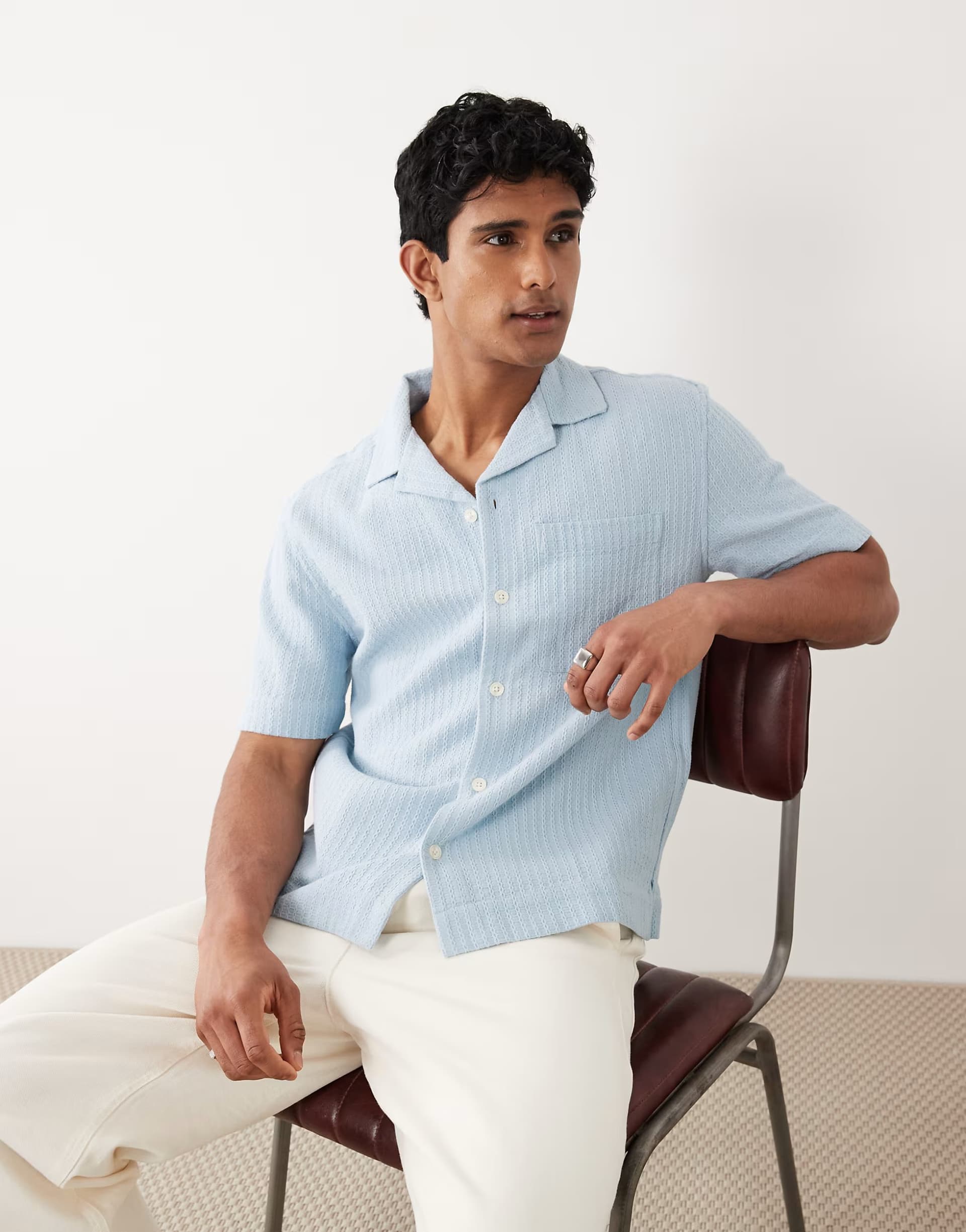 ASOS Abercrombie & Fitch short sleeve shirt in light blue