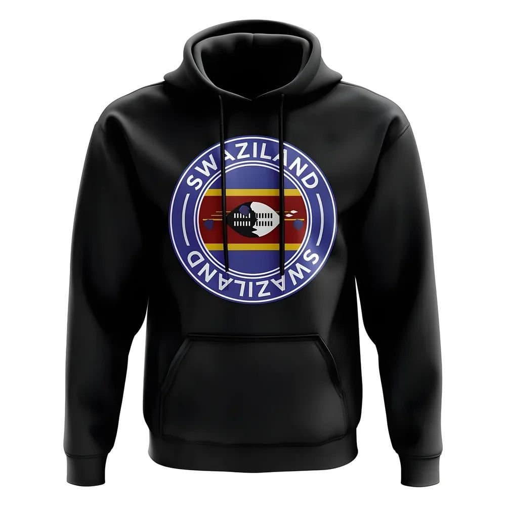 Swaziland Swaziland Men's Personalised Football Badge Hoodie in Black