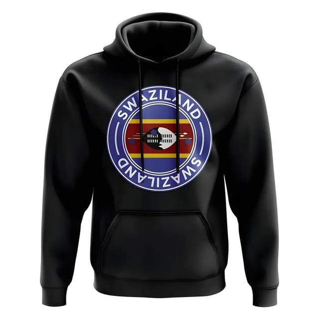Swaziland Swaziland Men's Personalised Football Badge Hoodie in Black - 2