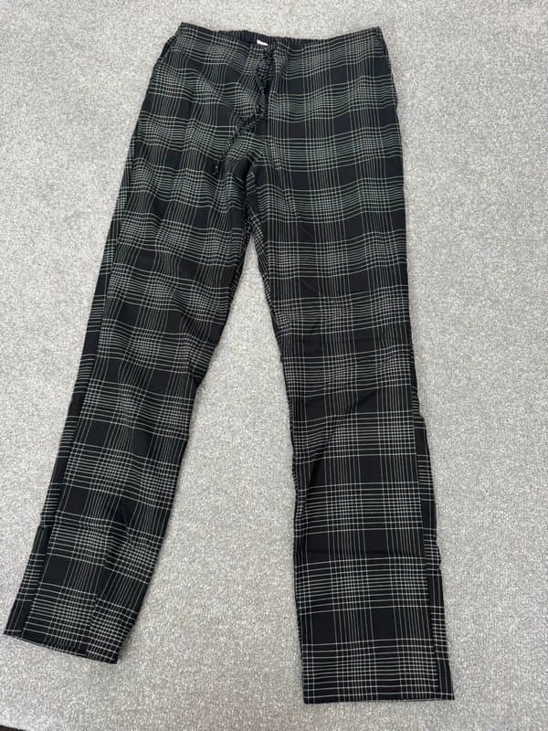 Mango Mango Black Check Trousers | UK 8 | Tie Waist Smart Casual Office Workwear