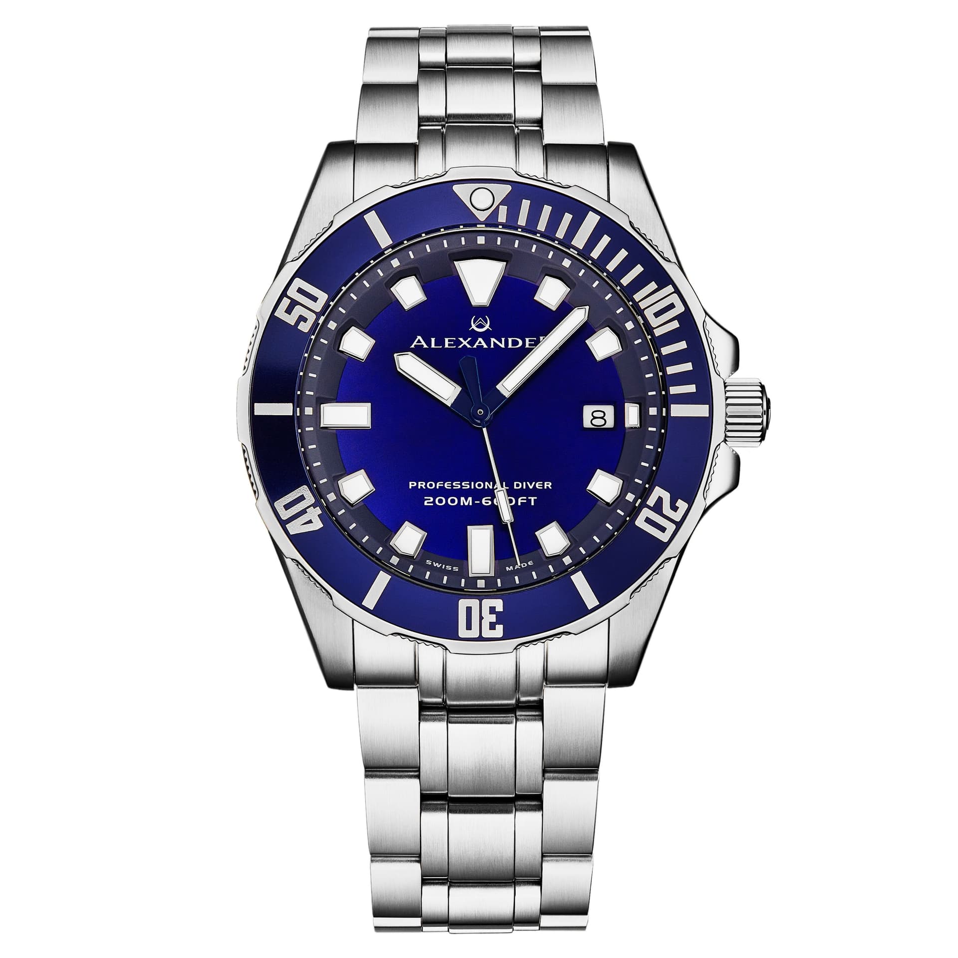 Alexander Alexander Men's A501B Vathos Luxury Diver's Watch 42mm in Blue