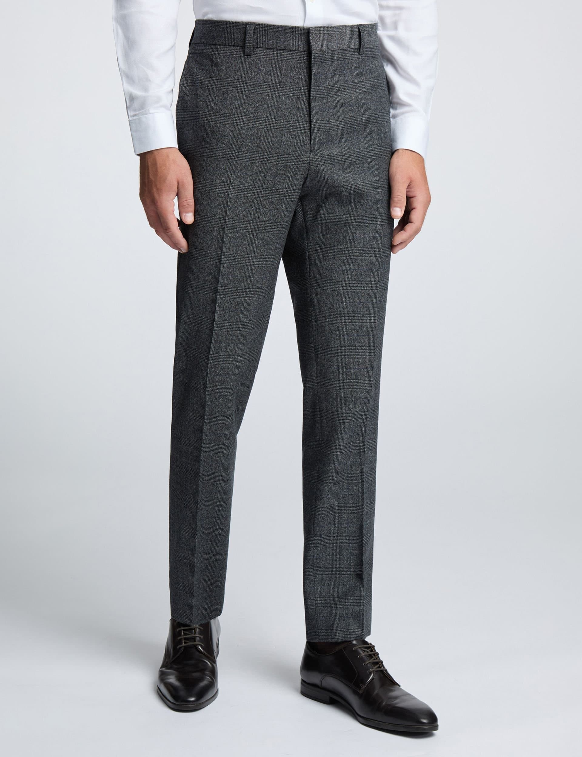 Ted Baker Ted Baker Men's Slim Fit Pow Check Trousers in Grey