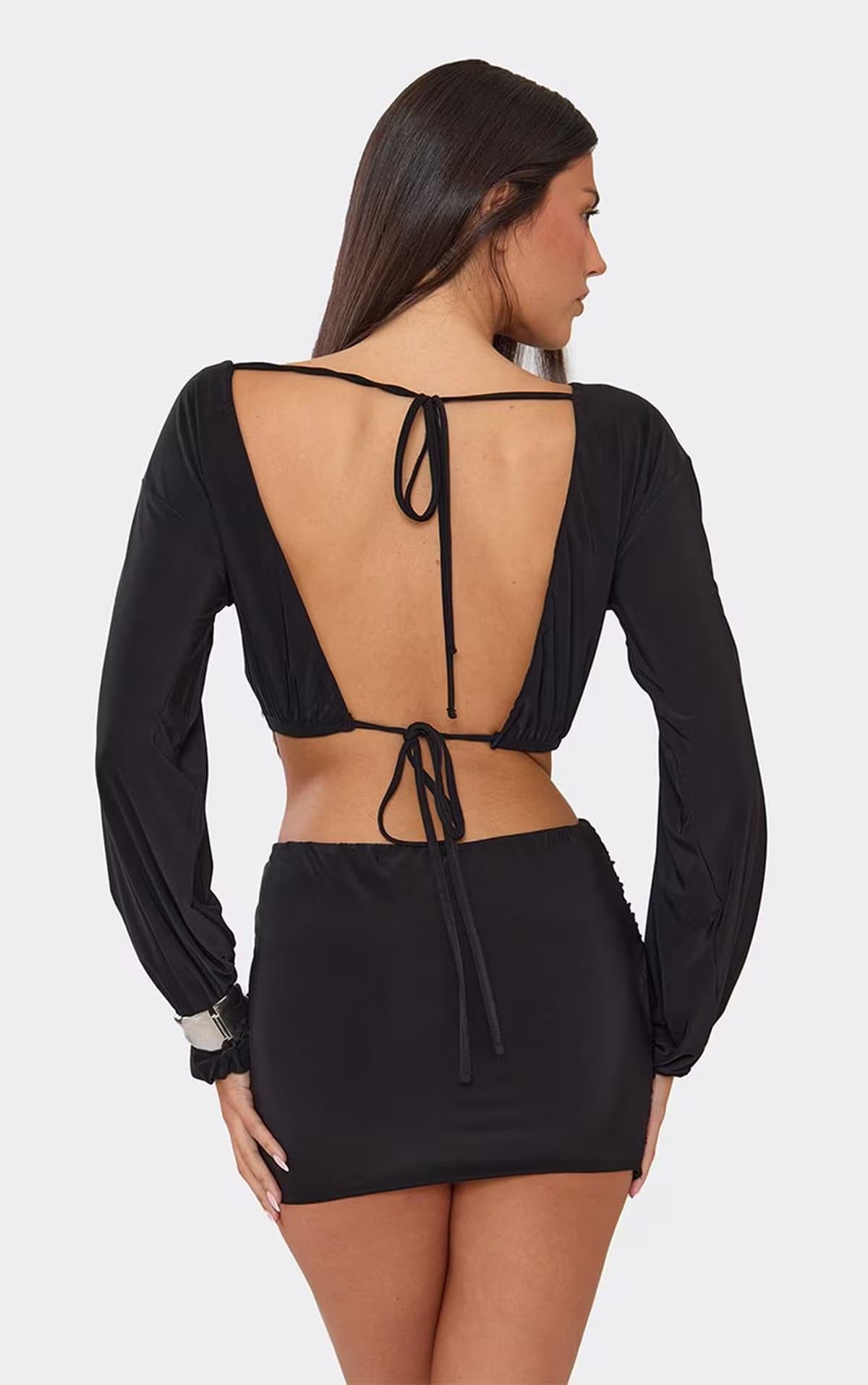 EGO Cut Out Wrap Detail Mini Skirt In Black, Women's Size UK 6