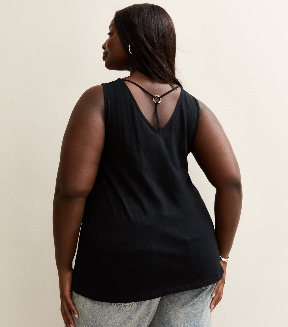 New Look Women's Plus Size Black Relaxed V-Neck Vest Curves New Look - 4